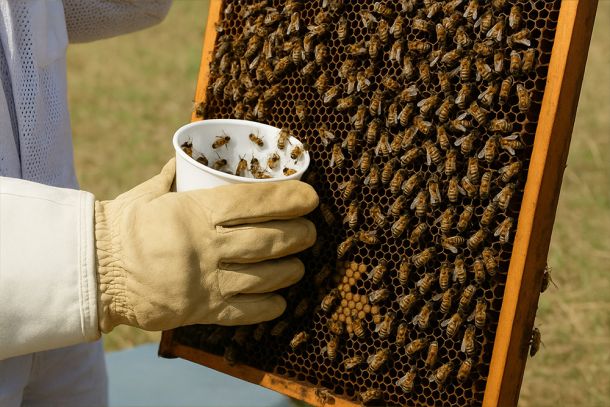 Včelař měří napadení včelstva kleštíkem pomocí monitoringu